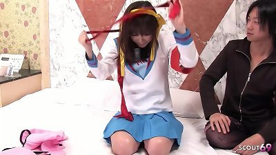 small asian costume play cherry step-sister tricked to first Time Defloration creampie nail in Uncensored JAV porno
