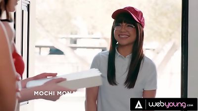 scorching three way Summer between Celestina Blooms, Bestie river Lynn, & petite Delivery lady Mochi Mona