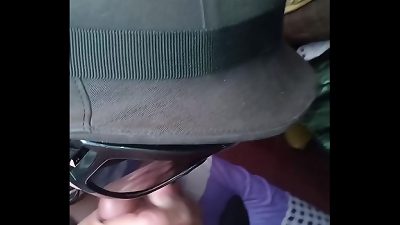 Soldier deep-throating his commander's hard-on