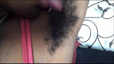 scanty ebony furry lady licks Her armpit Hair