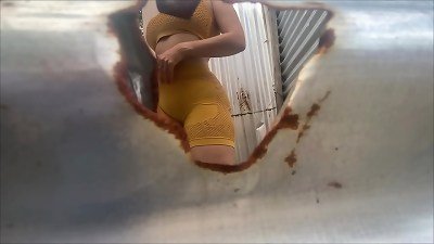 Looking through the hole in the public changing butts