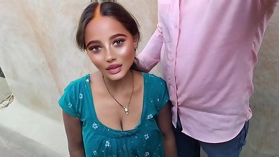 Village couple romance outdoor wringing jugs kissing